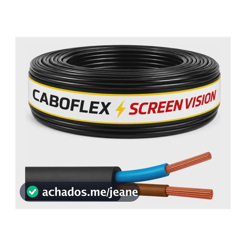 Fio Cabo Pp 1,5mm Flexivel 2x1,5mm 2 Vias Rolo 25 Metros Para Extensão Cor Preto Marca Screen Vision