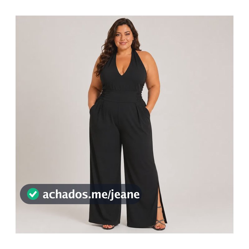 Macacão Feminino Frente Única Confortável Plus Size Preto Liso G