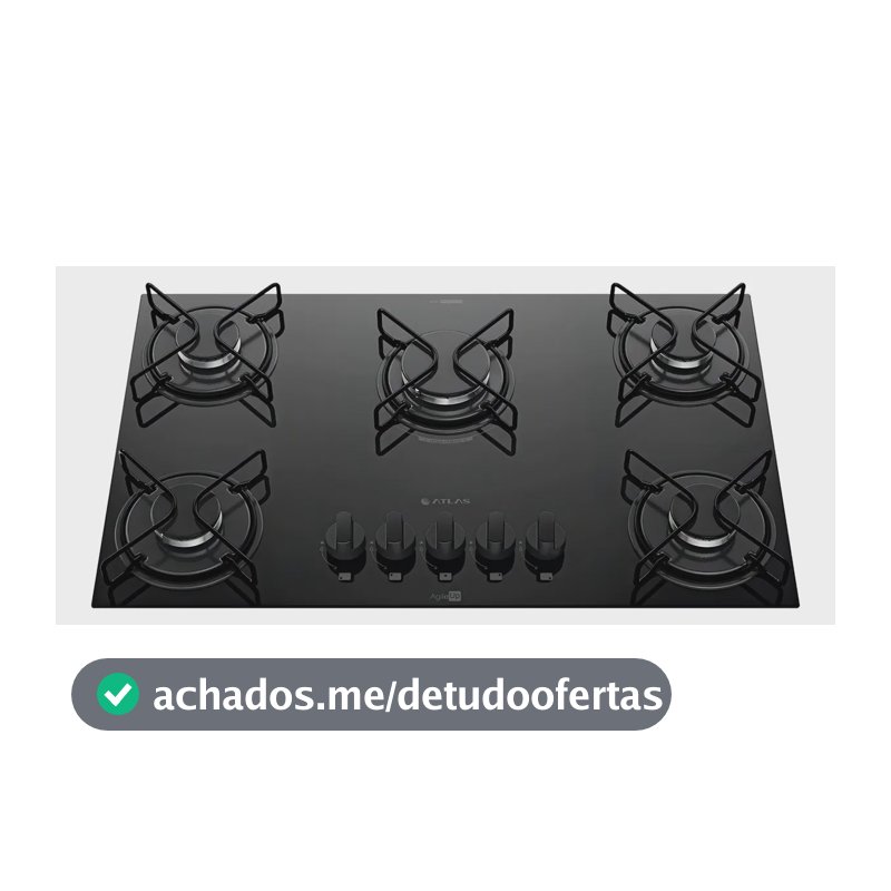 Cooktop 5 Bocas A Gás Atlas Agile Up Mega Chama Preto