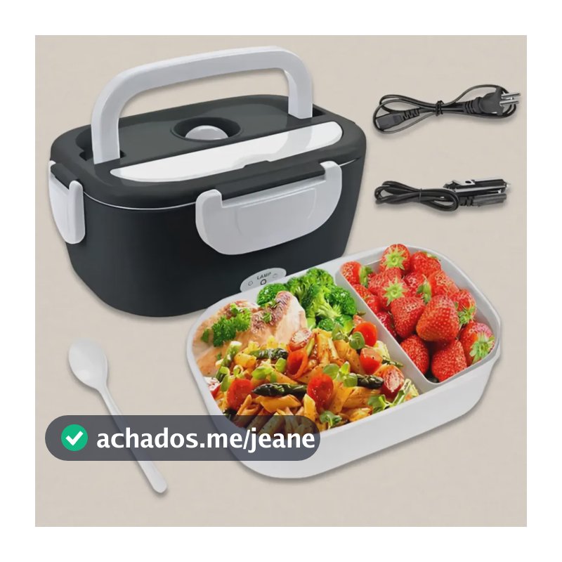 Marmita Elétrica Portátil Carro Trabalho 12/24v - 110/220v Preto