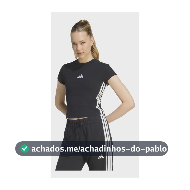 Camiseta Baby Look Feminina Essentials 3 Listras adidas Preto Caveira Xl Lisa