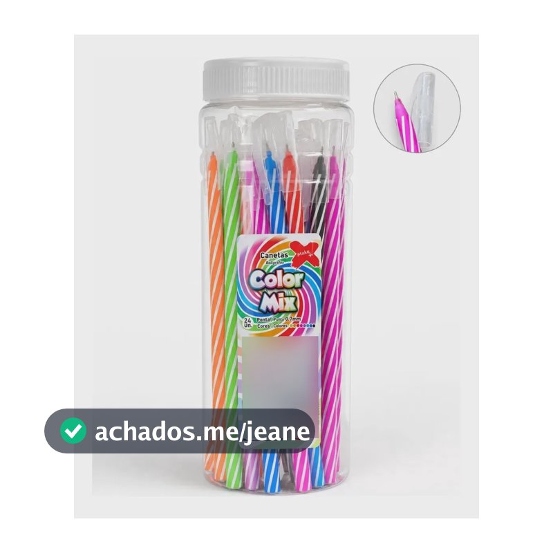 Pote Kit 24 Canetas Esferografica Tipo Spiro 07m Ponta Fina  Sortida