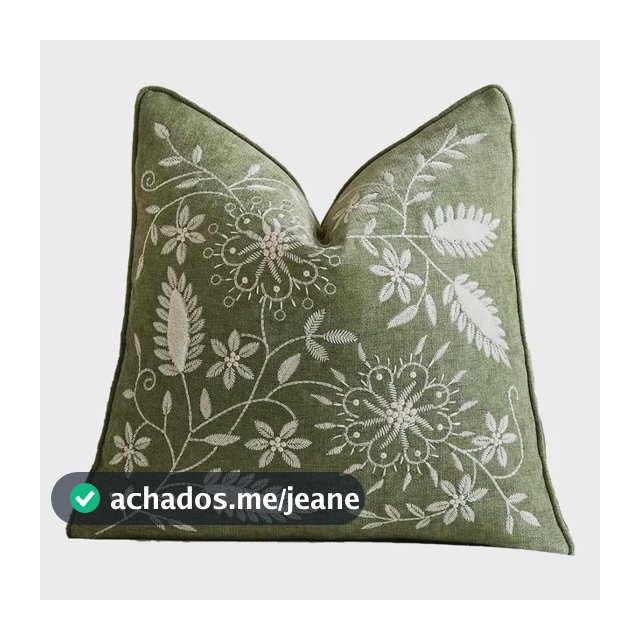 Capa De Almofada Bordada Floral 45x45cm Para Branco Green-k