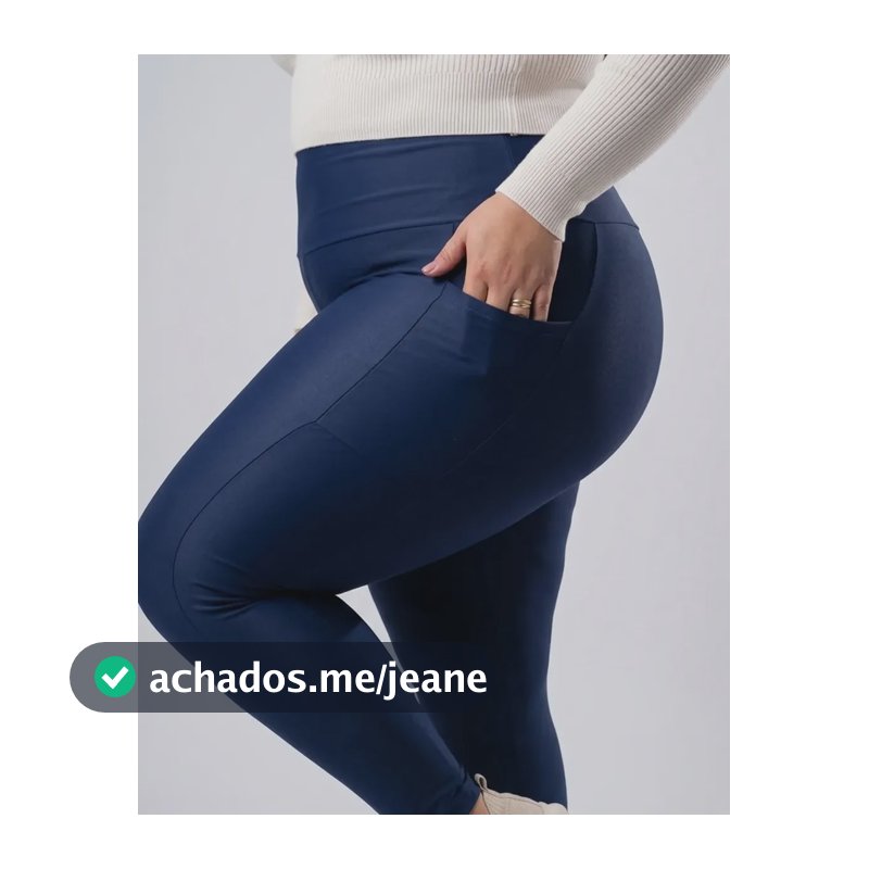 Calça Legging Com Bolso Sem Transparencia Academia Plus Size Marinho Gg3