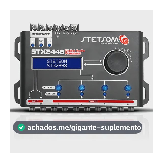Processador de Áudio Digital Automotivo Stetsom STX2448 com Crossover e Equalizador