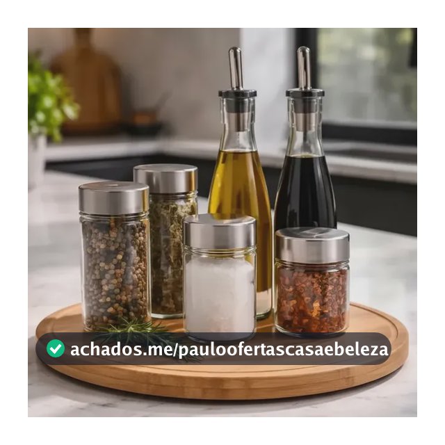 Bandeja Giratório Organizadora Cozinha Pote Tempero Em Bambu Madeira
