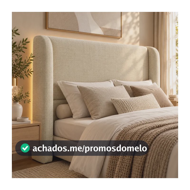Cabeceira Cama Casal Box 140cm Orgânica Curva Linho Bege Beg Bege
