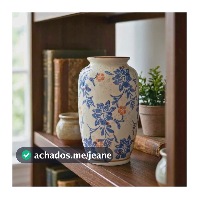 Vaso Vintage Campestre Cerâmica 25cm Branco