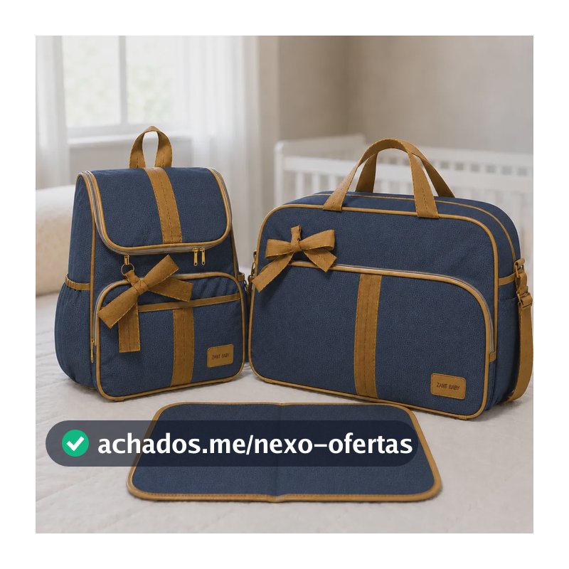 Kit Bolsa Maternidade Menino Saída Com Mochila E Trocador Azul-marinho