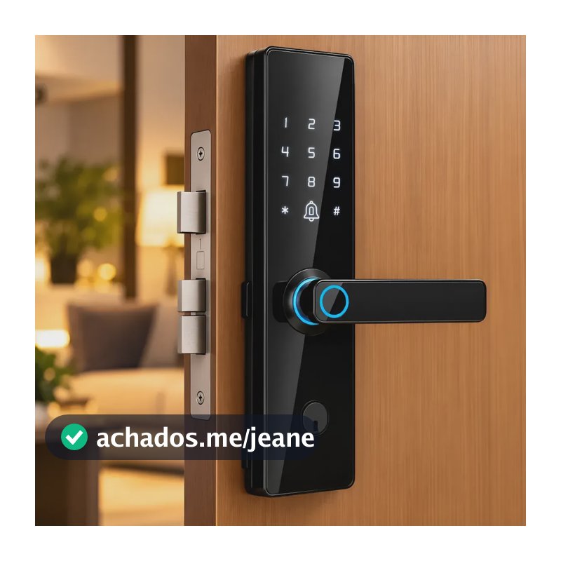 Fechadura Digital Biométrica Senha Cartão Chave Inteligente Preto