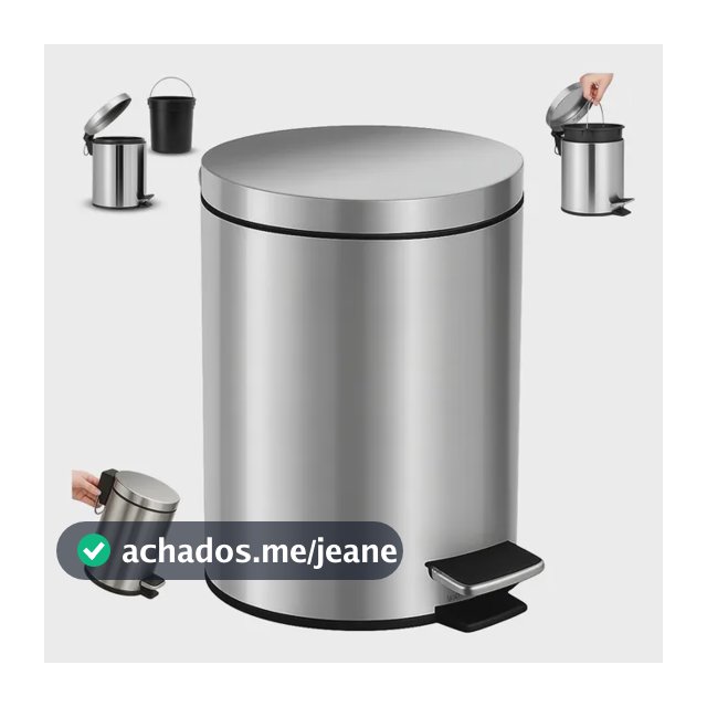 Yab - Lixeira Inox 5 litros c/ Pedal Cesto Interno Removível Banheiro Cozinha Escritório Premium
