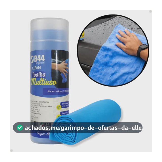 Toalha Multiuso Mágica Super Absorve Água Limpa Seca Carro Azul