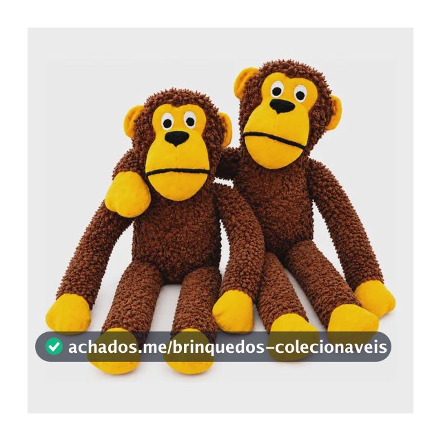 Kit 2 Brinquedo Cachorro Pelúcia Macaco 40 Cm Com Apito