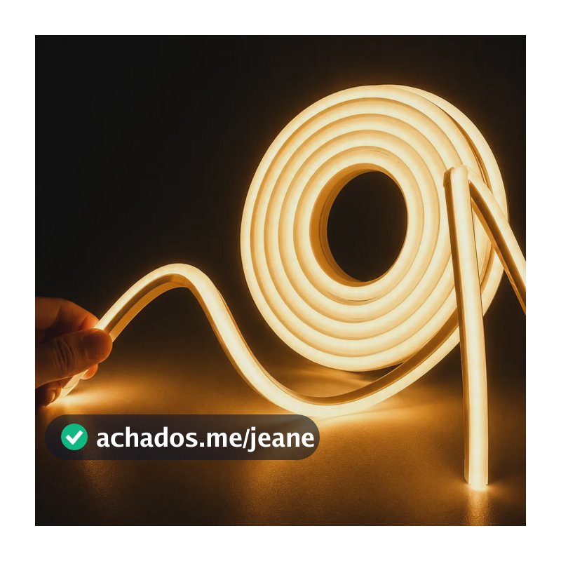 Fita Led Neon 5m 12v Flexível Resistente À Água Silicone Branco-quente 127/220v Branco Quente&com Fonte