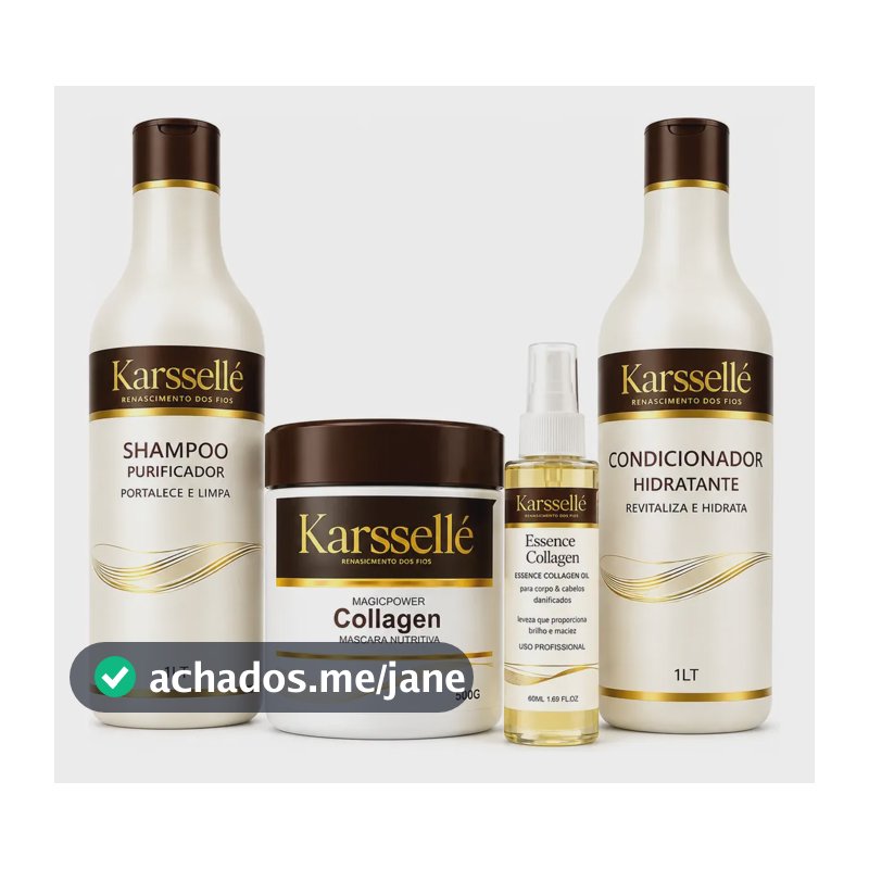 Kit Karssellé Máscara 500g + Cond 1l + Shampoo 1l +óleo 60ml