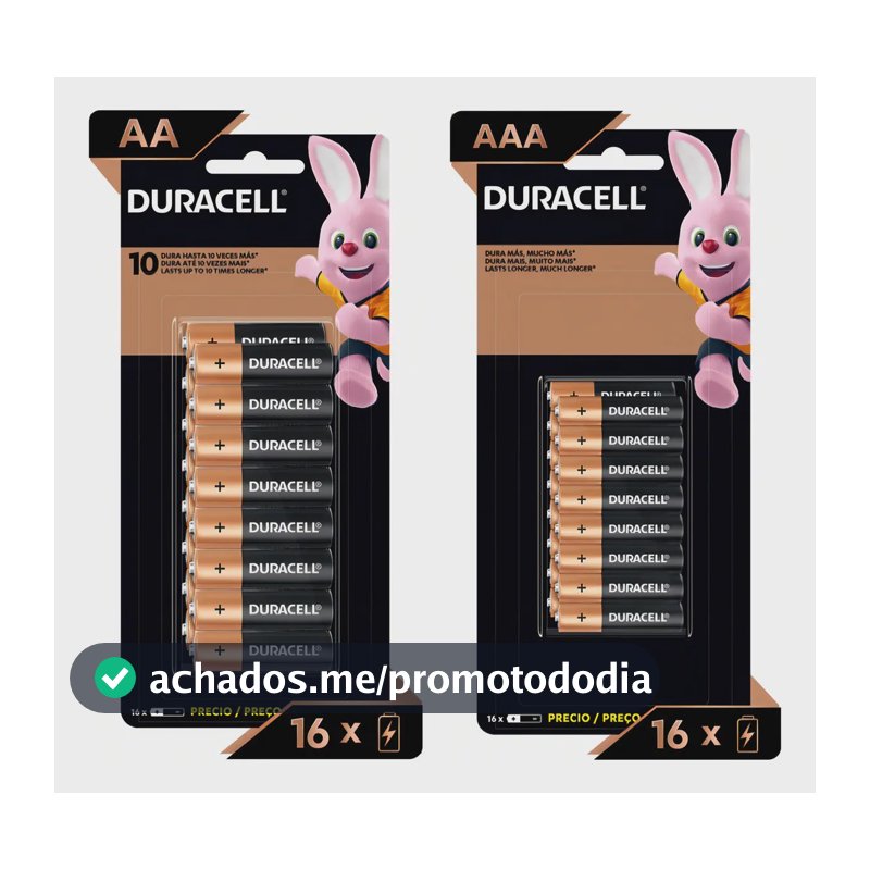 Kit Duracell Com 16 Pilhas Aa E 16 Pilhas Aaa