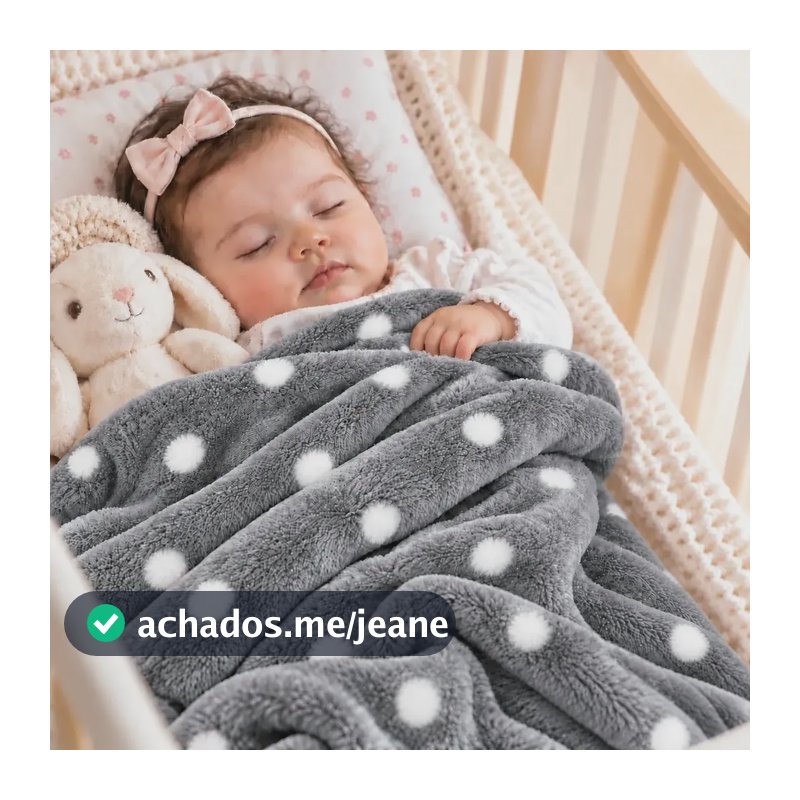 Manta Soft Poá Bolinha Infantil 1mx90cm Saida Maternidade Poá Bolinha Cinza