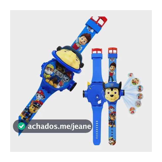 Relógio Infantil Projetor Patrulha Canina Chase 6 Imagens Azul