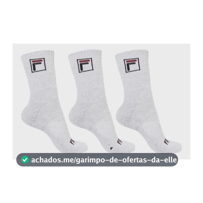 Kit Tripack Meia Fila Cano Alto Fbox Masculina Branca Meias Brancas Logo 39-43