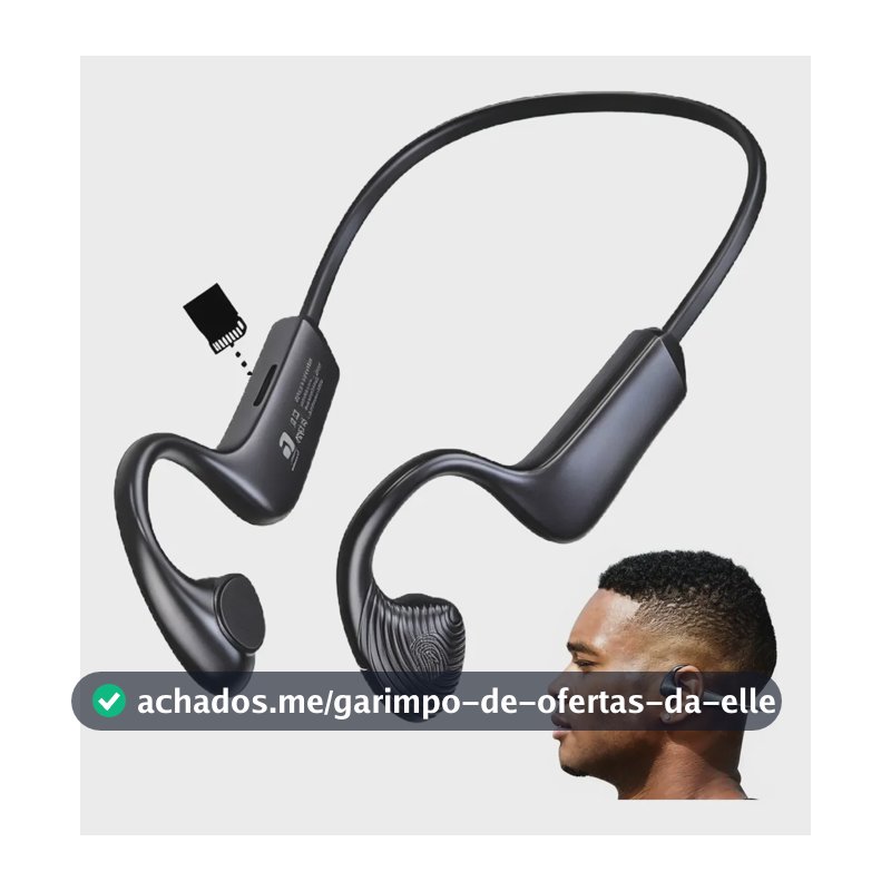 Fone Bluetooth Condução Ar Esportido Entrada P Cartão Preto Preto