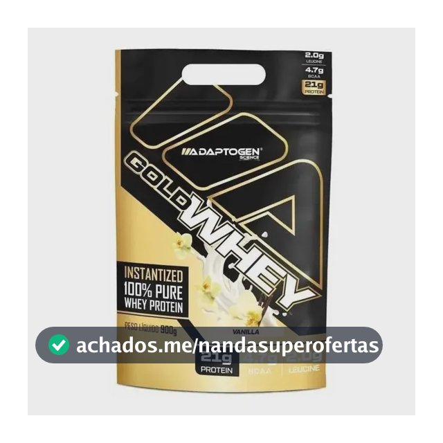 100% Gold Whey Refil Concentrado 900g - Adaptogen Science Sabor Baunilha