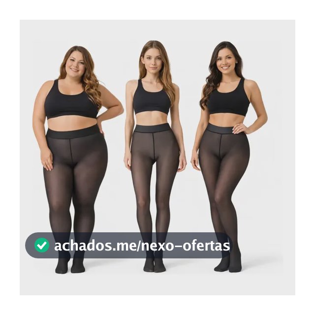 Meia Calca Térmica De Lã Translúcida Forrada Pelinho Pelúcia Preto Un