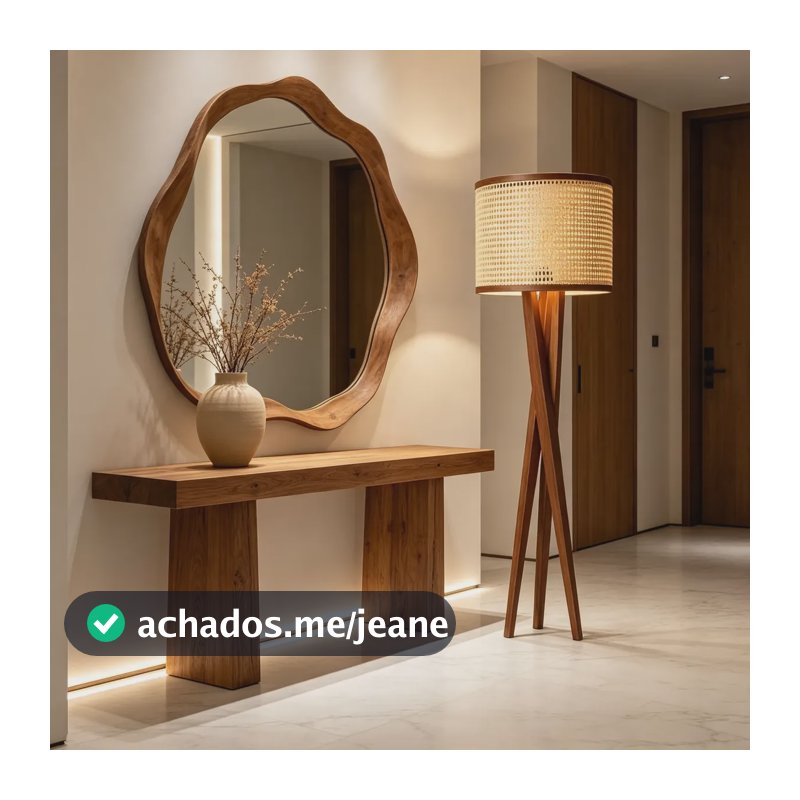 Luminária De Chão Abajur Piso Cúpula Tela Luxo Sala Moderna Palha Madeira