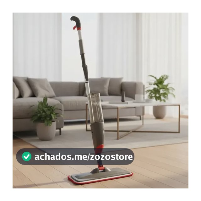 Mop Spray Reservatório Água Vassoura Esfregão Rodo Mágico Cor Cinza e Vermelho