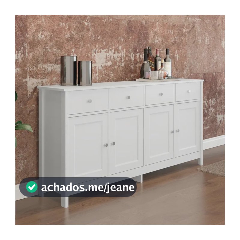 Aparador Buffet Ditália 4 Portas 4 Gavetas R-626 Branco Cozy Ditália Móveis