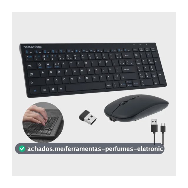 Kit Teclado E Mouse Sem Fio Bluetooth Abnt2 Recarregáveis