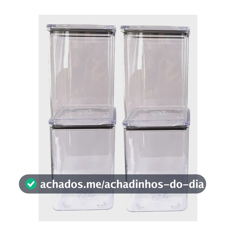 Kit 4 Potes Hermético 1,1 Litro Armazenar Alimento Organizar