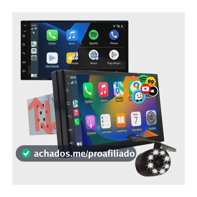 Central Multimídia Mp5 1 Din Carplay Android-auto 7'+ Cam Ré Kit Multimidia Carplay