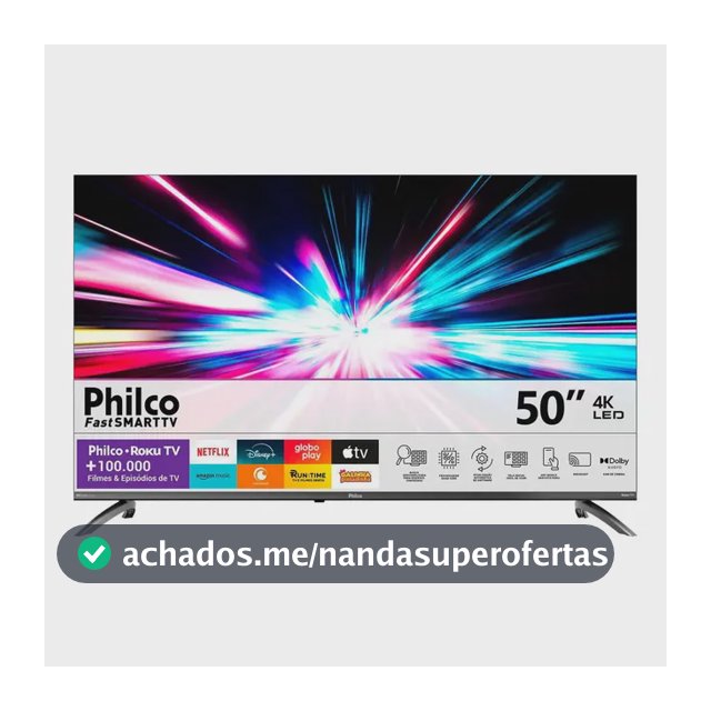 Smart TV Philco 50" Polegadas 4K UHD Roku TV HDR10 Dolby Audio WiFi P50CRB