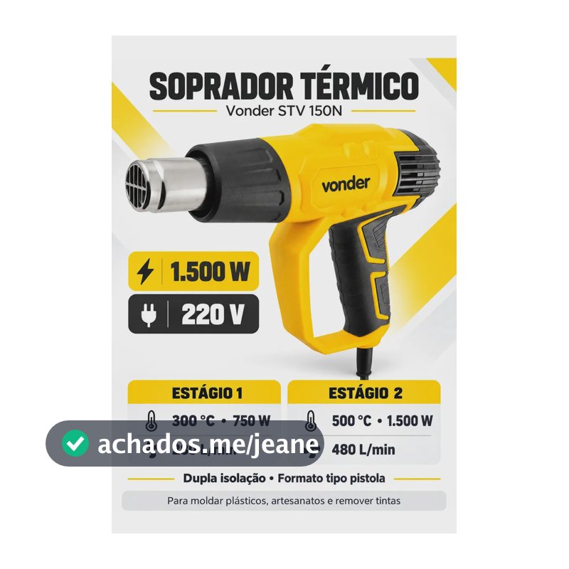 Soprador Térmico 1500W Profissional 2 Temperaturas + 4 Bocais