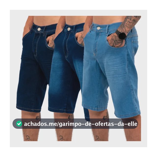 Kit 3 Bermudas Jeans Masculina Lycra Elastano