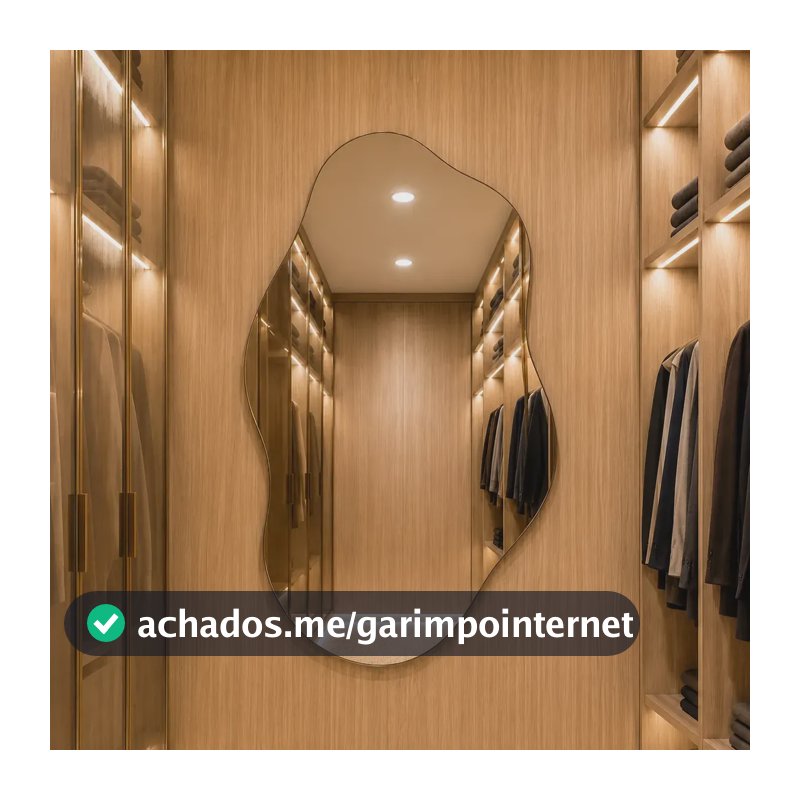 Espelho Pisa 70x50cm Design Moderno Lapidado Luxo Banheiro Suporte