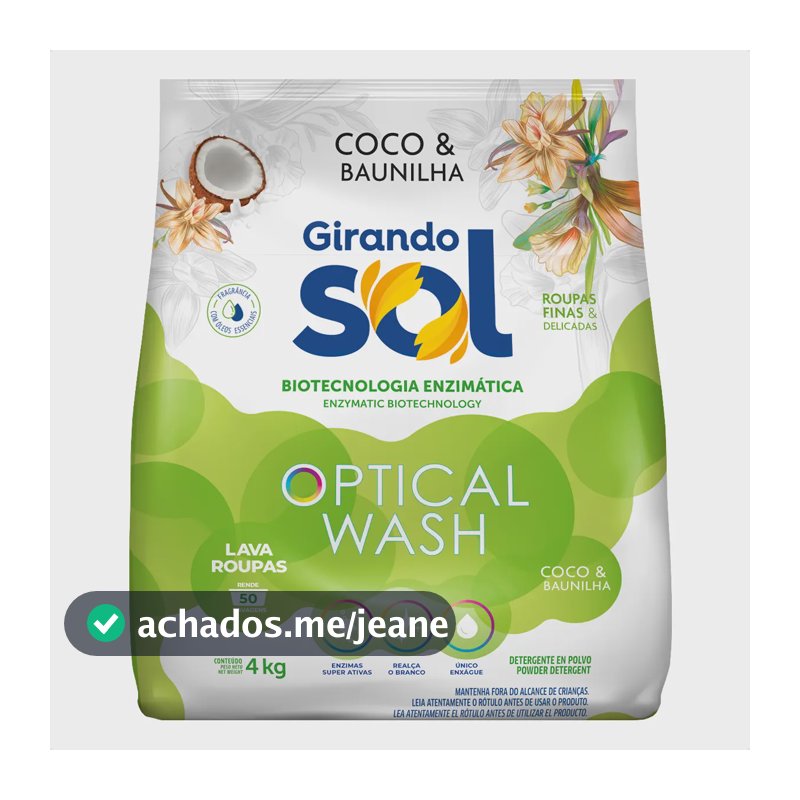 Lava-roupas Em Pó 4kg Girando Sol Coco & Baunilha