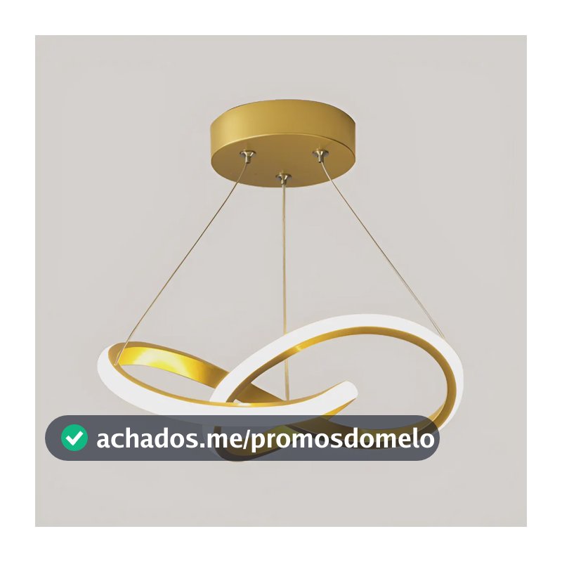 Lustre Pendente Moderna Led,luminaria Dourado Redondo Sala 127/220v Dourado