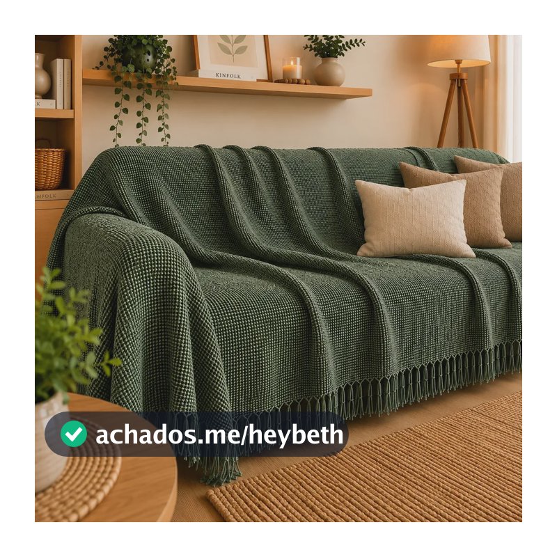 Manta Para Sofá 3 E 4 Lugares Gigante Decorativa Protetora Verde Militar Liso