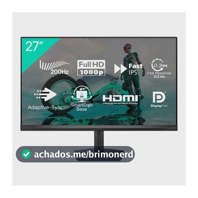 Monitor Gamer Philips Evnia 27'' 200hz 0,3ms Ips Full Hd Preto
