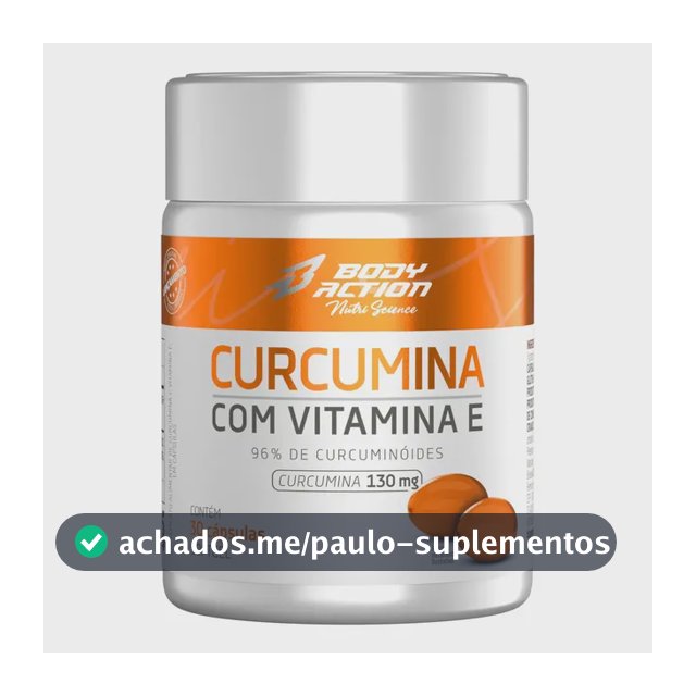 Cúrcuma Com Vitamina E 130mg - 30 Cápsulas Bodyaction Sabor Sem sabor