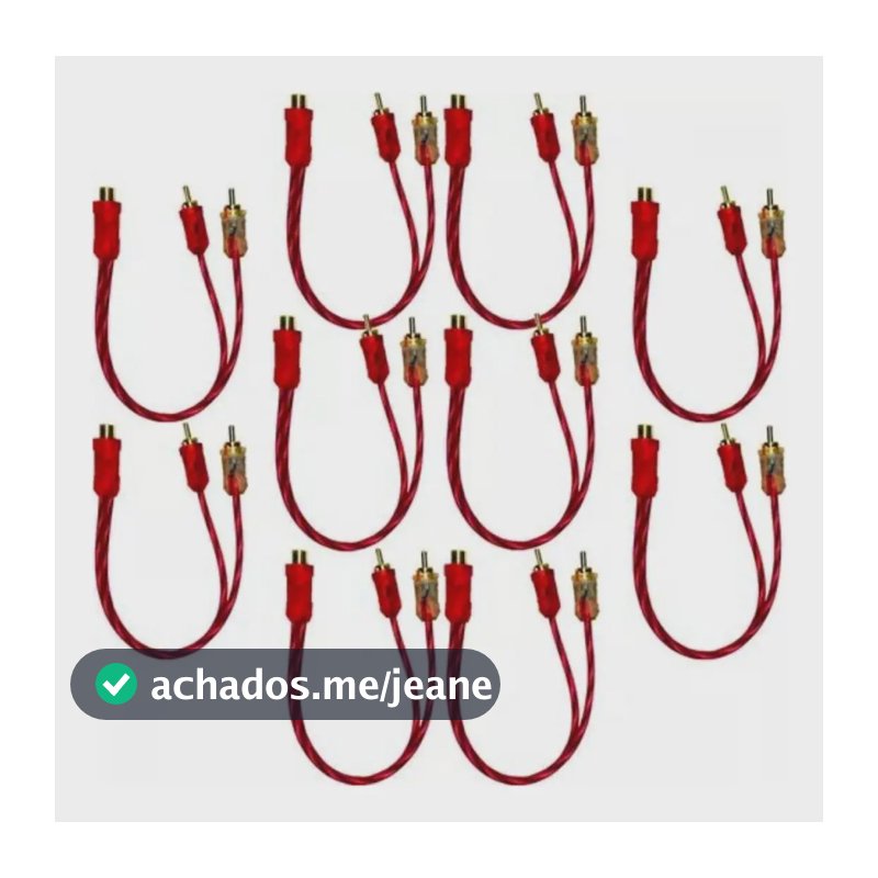 10 Cabos Rca 2 Machos Para Som Automotivo Injetado Vermelho