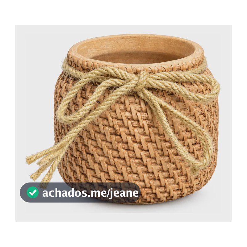 Vaso Cachepot Cerâmica Estilo Fibra Natural 15,5cm
