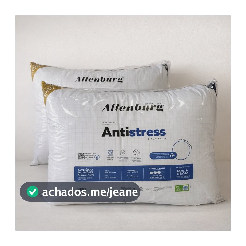 Kit 2 Travesseiros Antistress Altenburg Suporte Médio 70x50 Branco