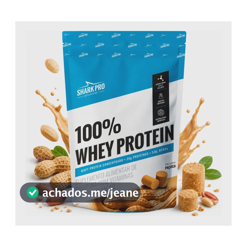 Whey Protein 100% Concentrado Shark Pro 900g Paçoca Refil Paçoca