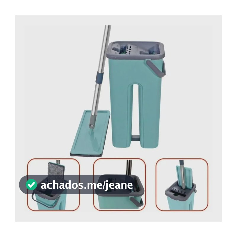 Flat Mop Esfregão Giratório 360º Com 2 Refis e Balde