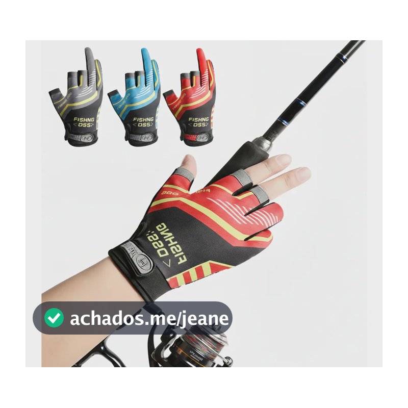 Par De Luvas Pesca Antiderrapante Uv Microfibra Profissional Único Vermelho