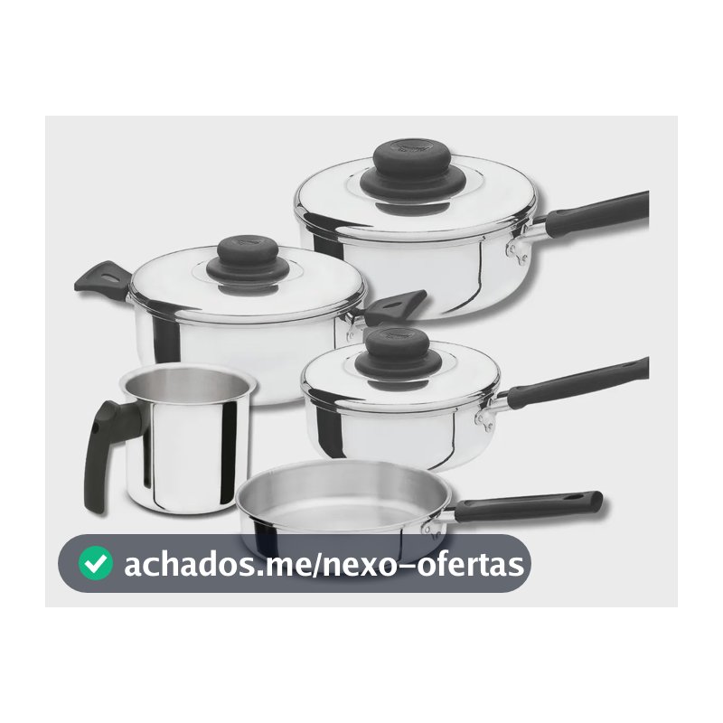 Conjunto De Panelas Caçarolas Polido Fortlar 5 Pçs. Cor Polida