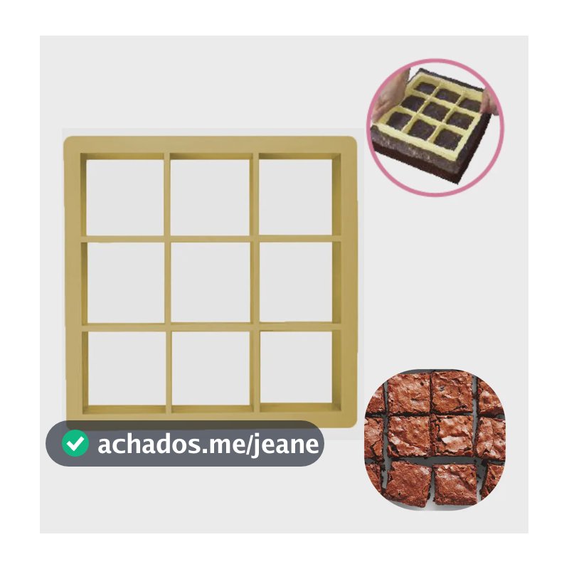 Forma Cortador de Brownie Plástico Injetemp 9 Cavidades 5x5 cm