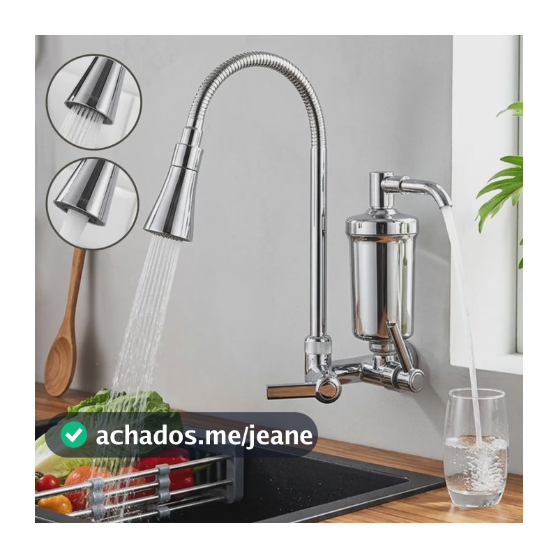 Torneira Gourmet Parede Filtro Flexivel Cozinha Purificador  Prateado Parede